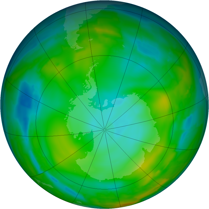 Antarctic ozone map for 09 July 2010